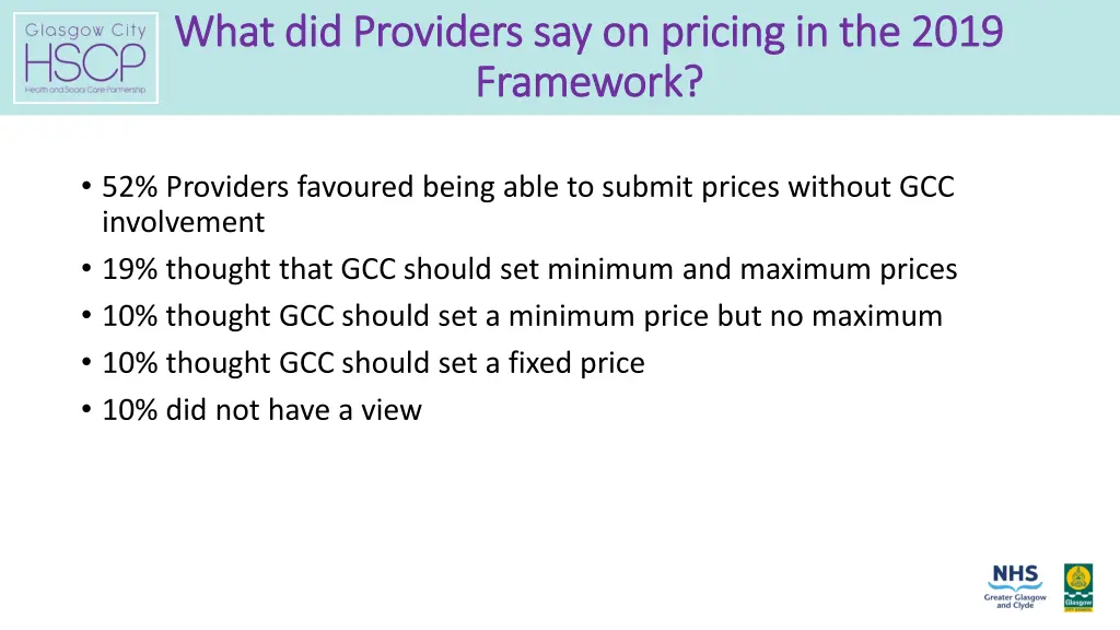 what did providers say on pricing in the 2019