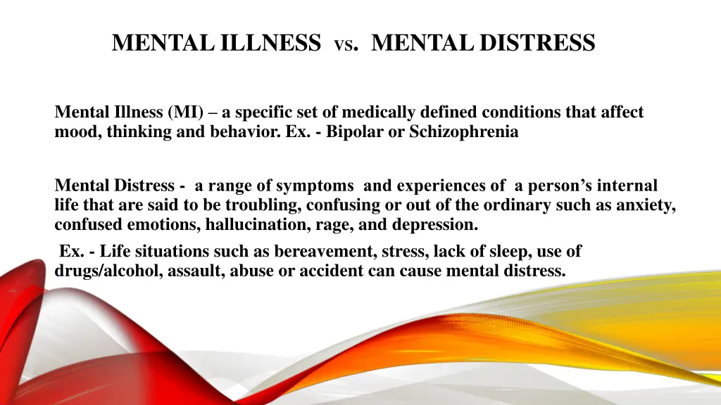 mental illness vs mental distress