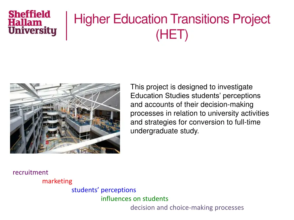 higher education transitions project het