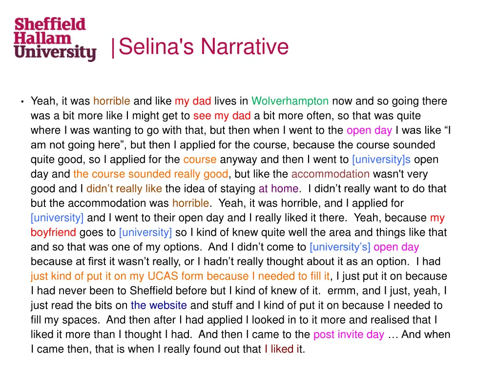 selina s narrative
