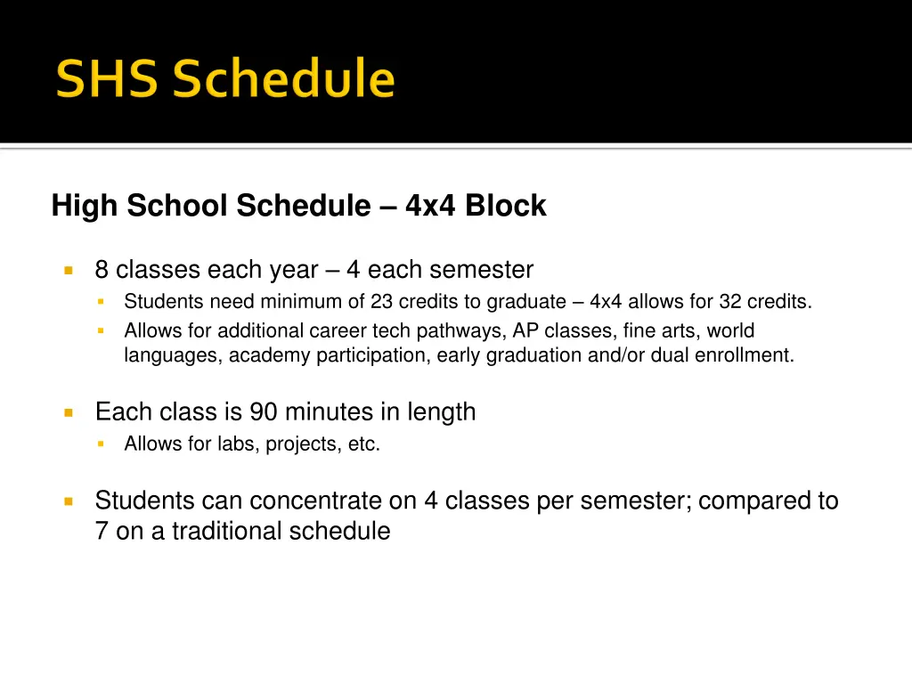 high school schedule 4x4 block