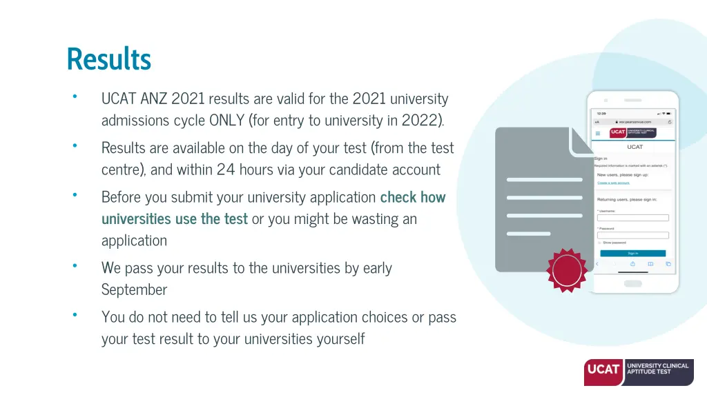 results admissions cycle only for entry