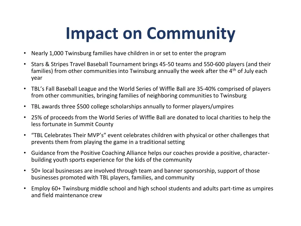 impact on community