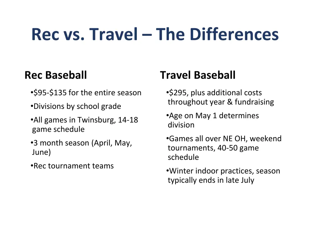 rec vs travel the differences