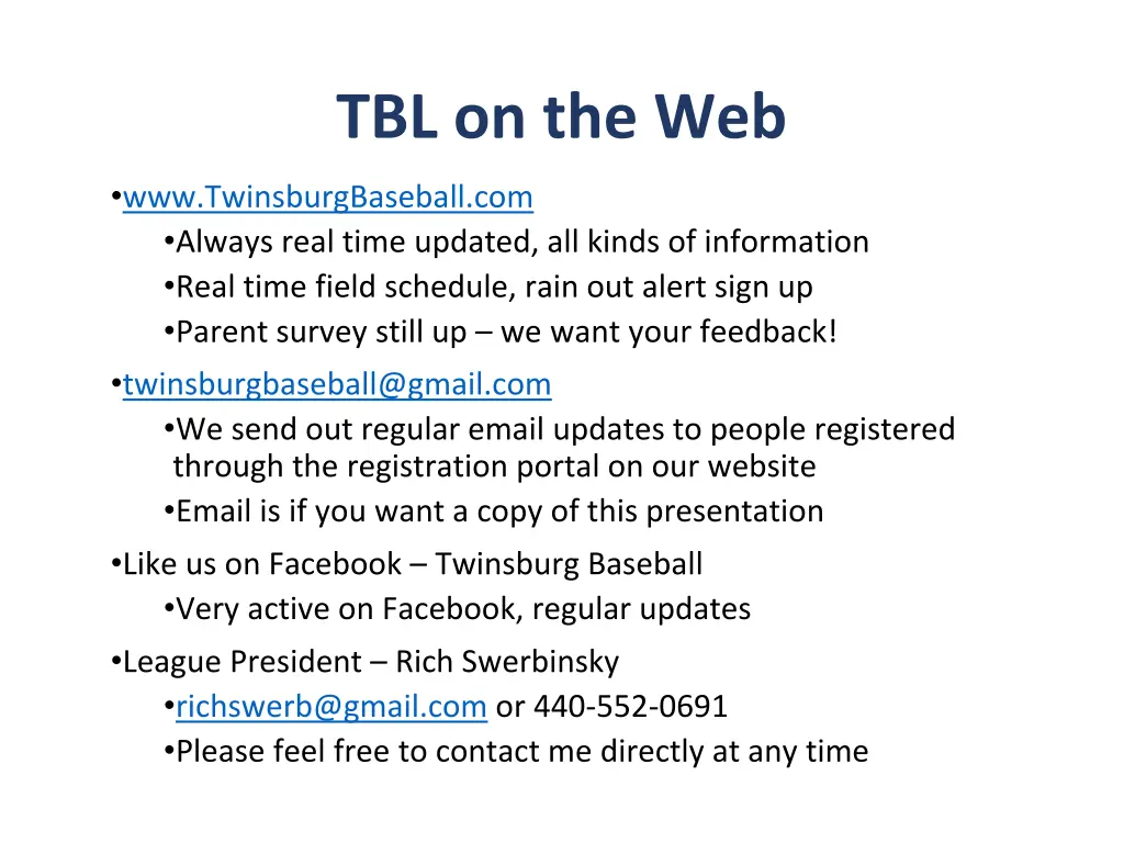 tbl on the web