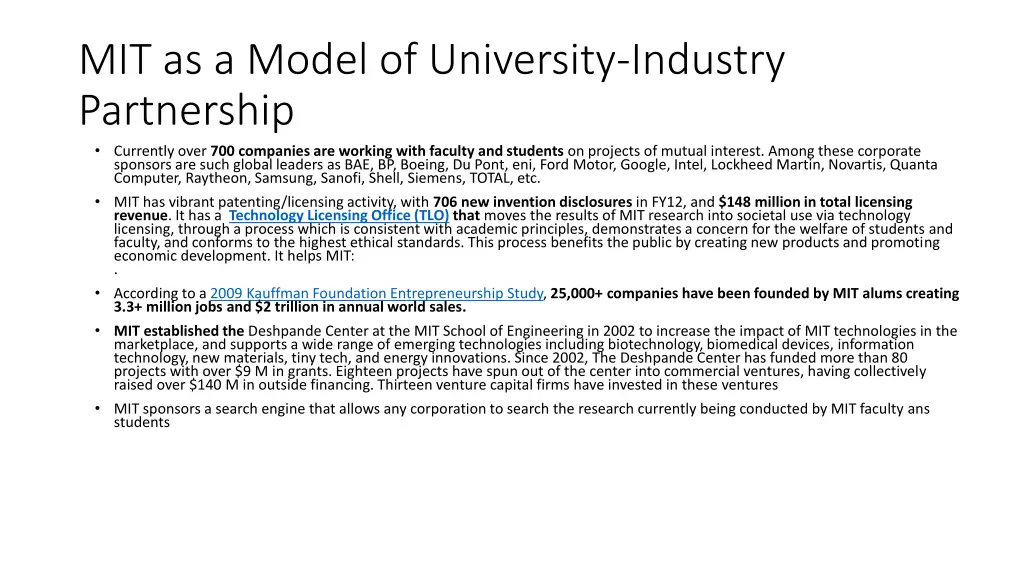 mit as a model of university industry partnership