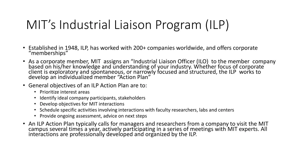 mit s industrial liaison program ilp