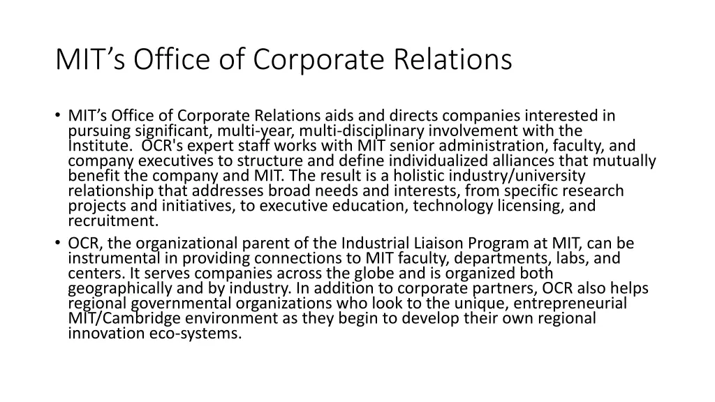 mit s office of corporate relations