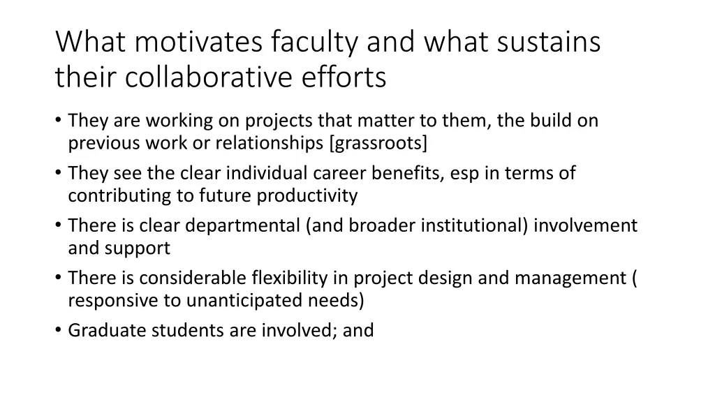 what motivates faculty and what sustains their