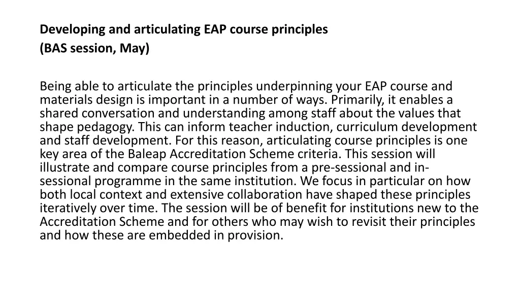 developing and articulating eap course principles