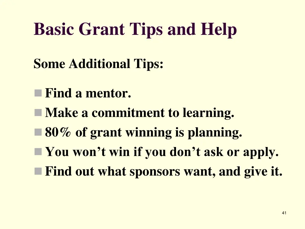 basic grant tips and help 2