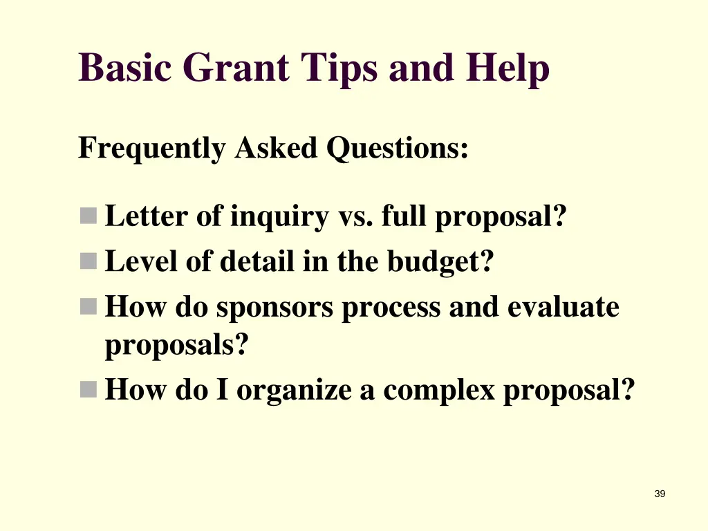 basic grant tips and help