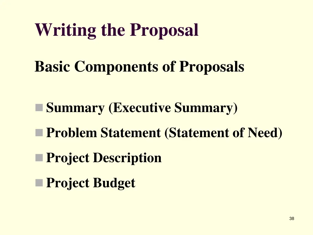 writing the proposal 16