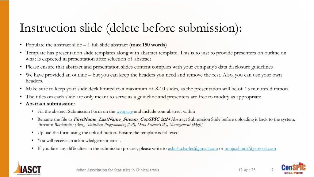 instruction slide delete before submission