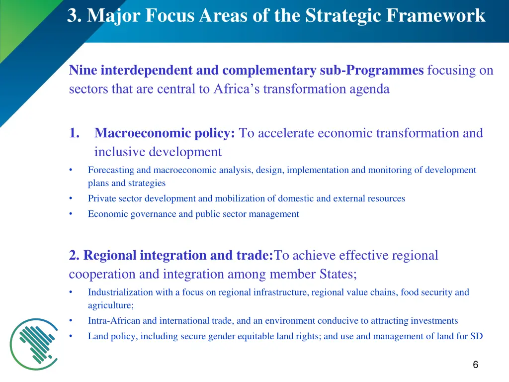 3 major focus areas of the strategic framework