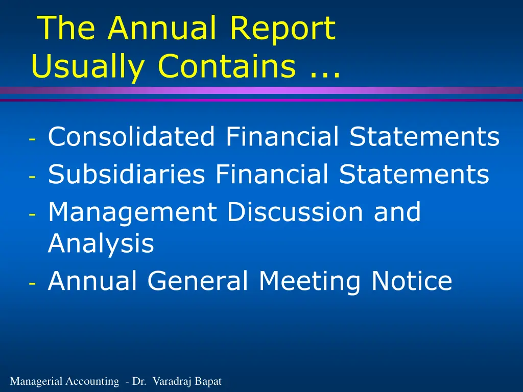 the annual report usually contains 3