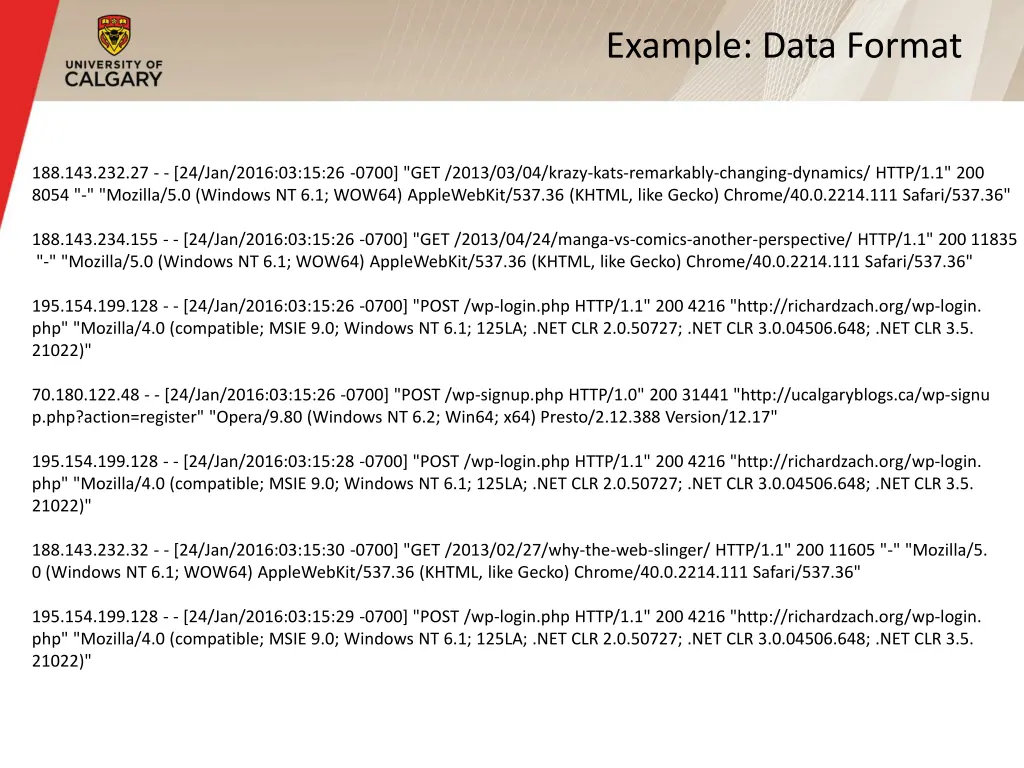 example data format