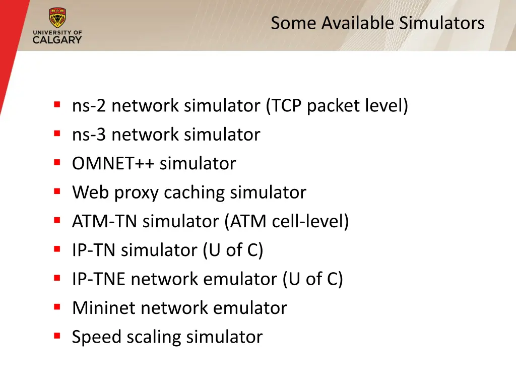 some available simulators