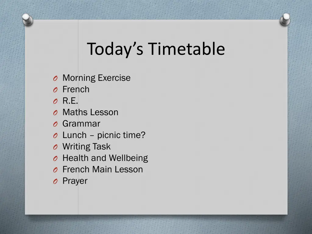 today s timetable