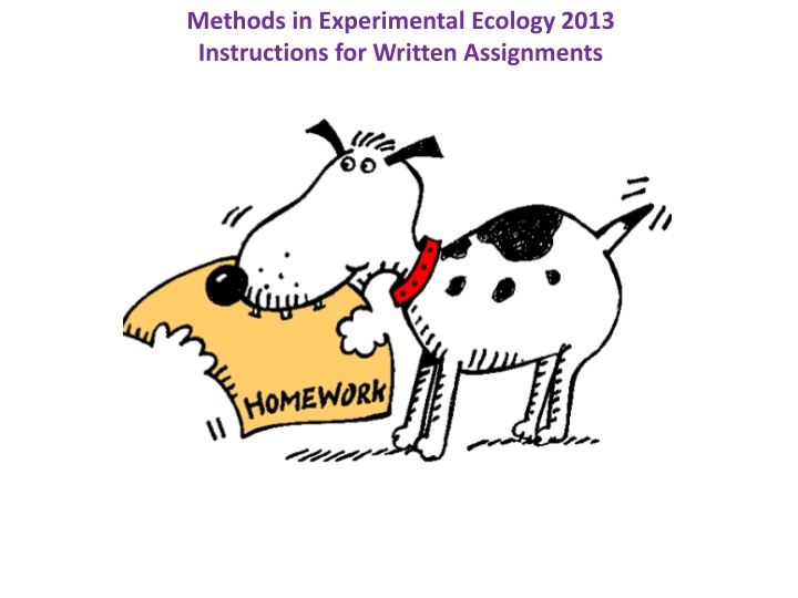 methods in experimental ecology 2013 instructions