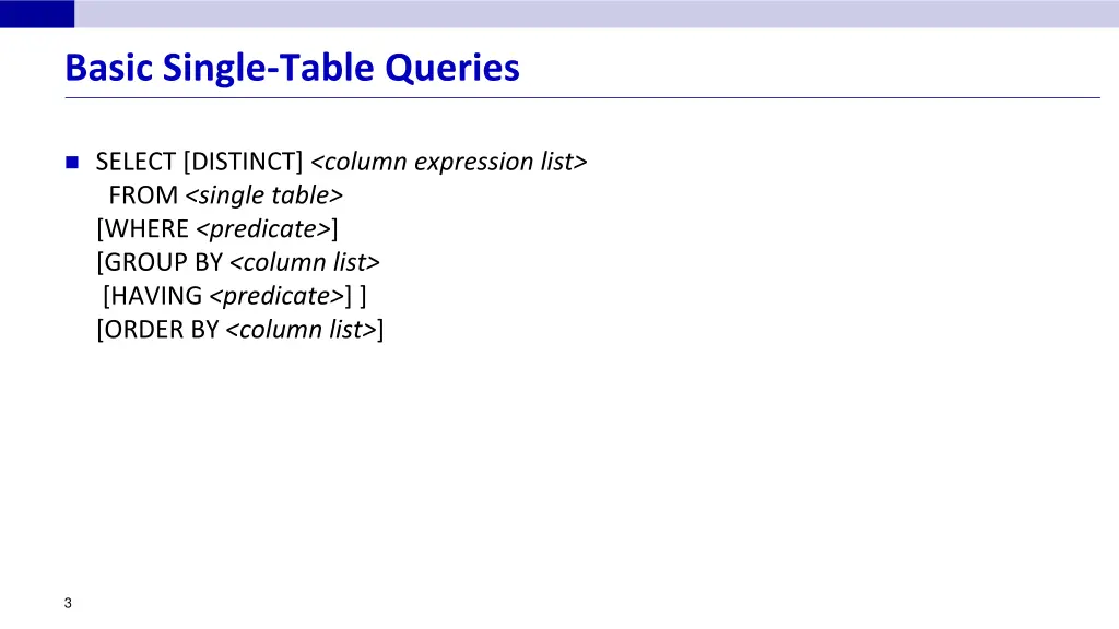 basic single table queries