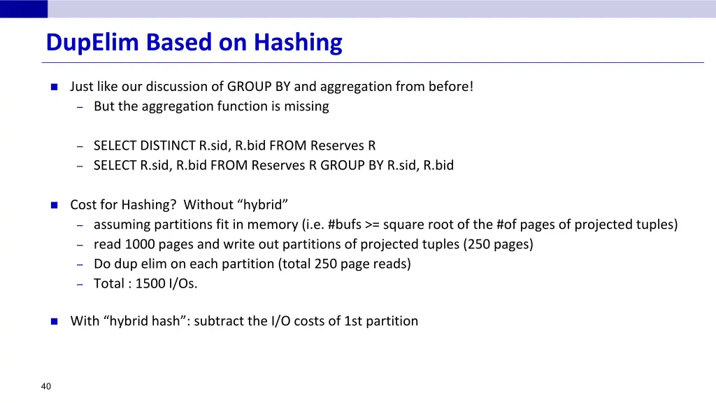 dupelim based on hashing