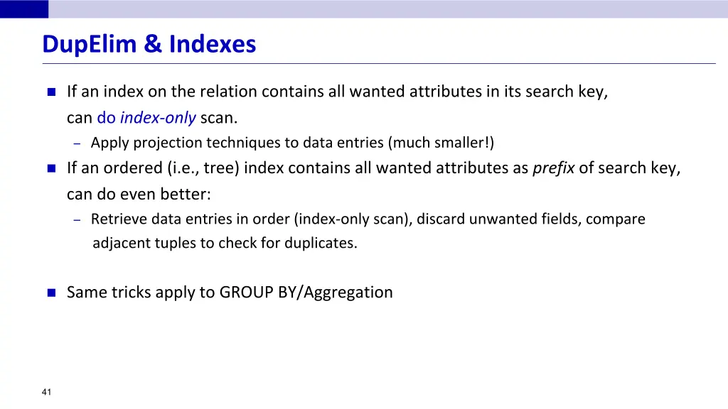 dupelim indexes