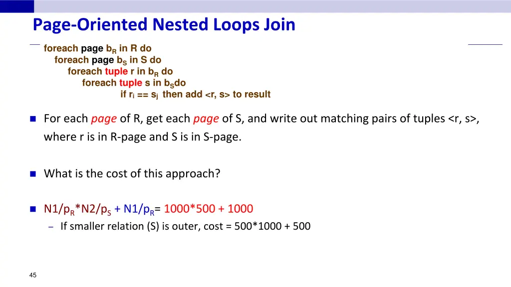 page oriented nested loops join