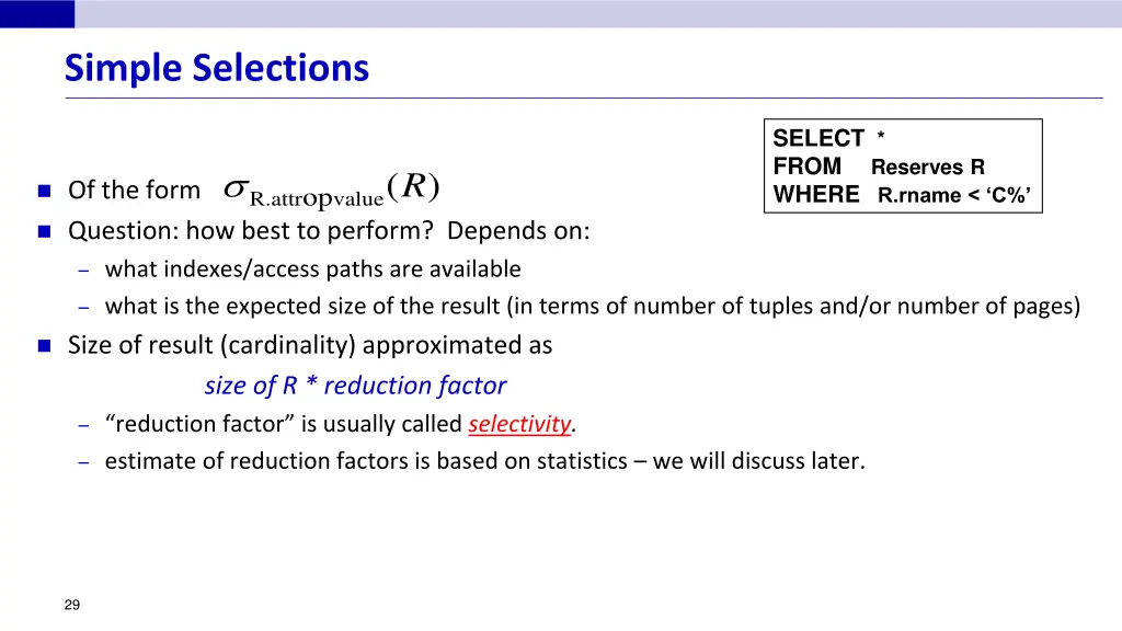 simple selections