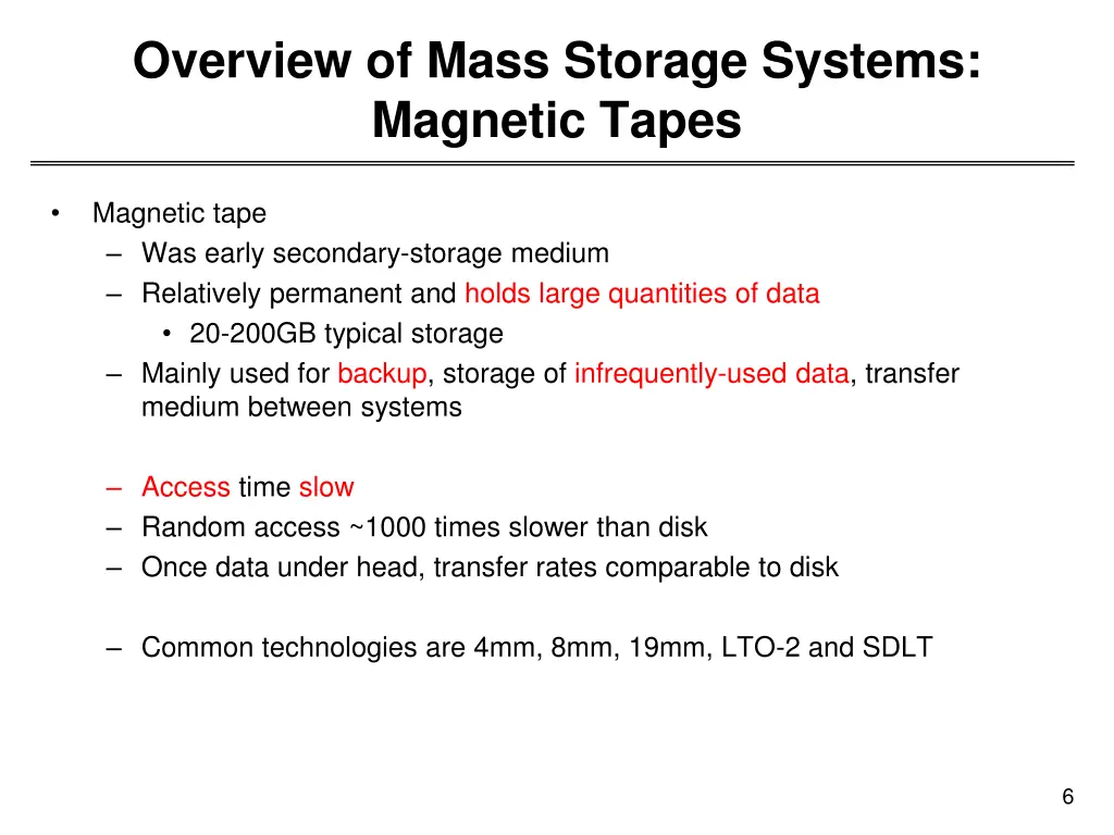 overview of mass storage systems magnetic tapes
