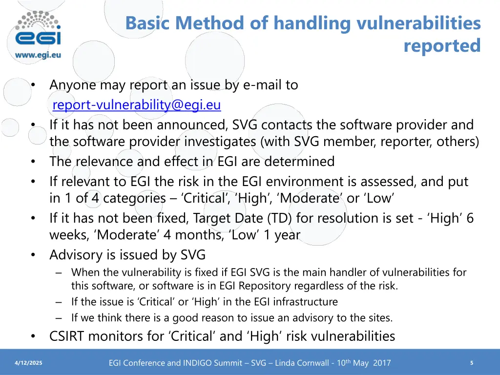 basic method of handling vulnerabilities
