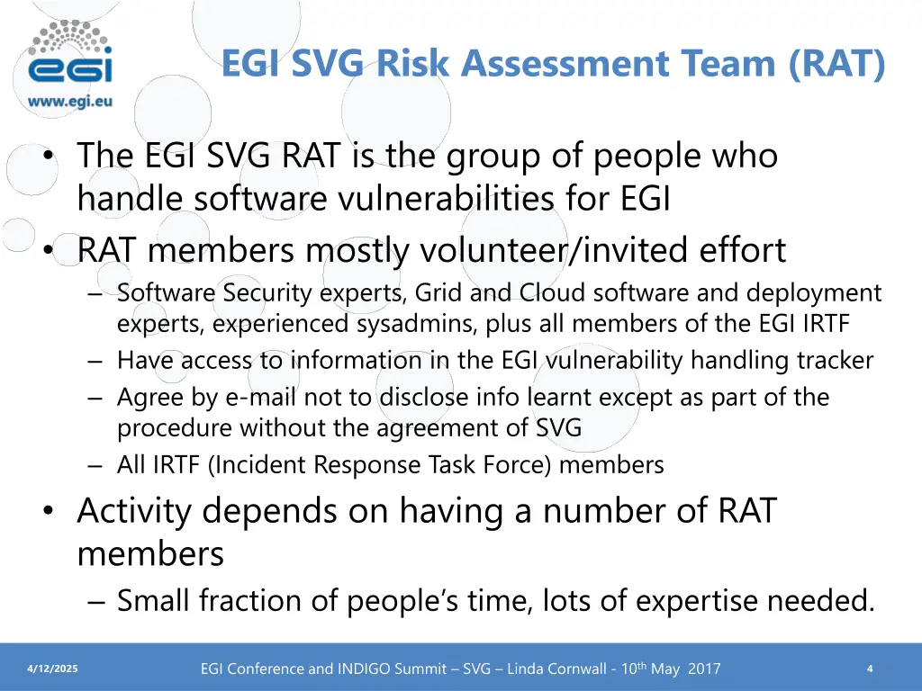 egi svg risk assessment team rat