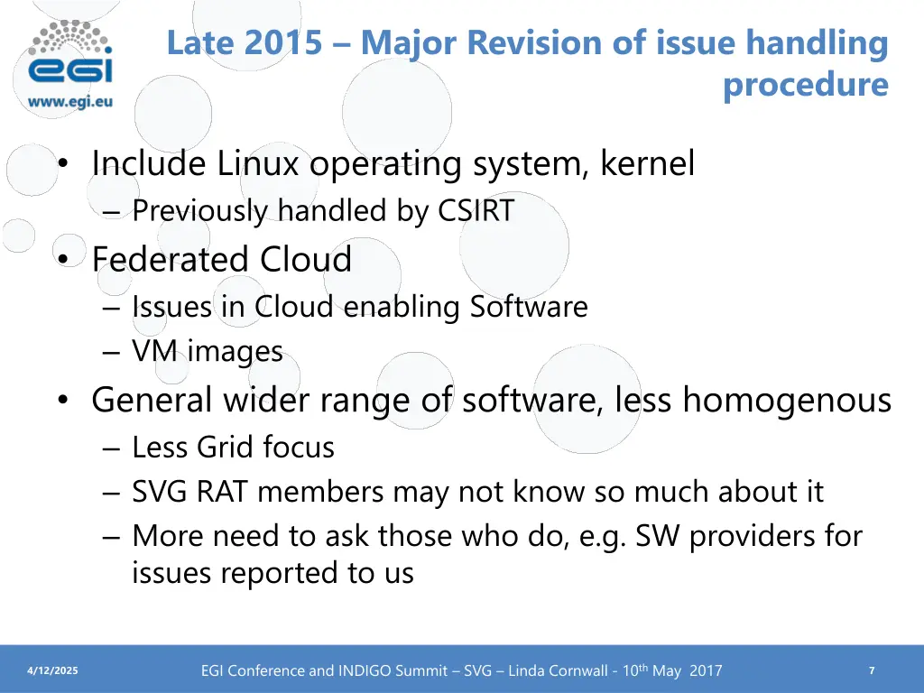 late 2015 major revision of issue handling