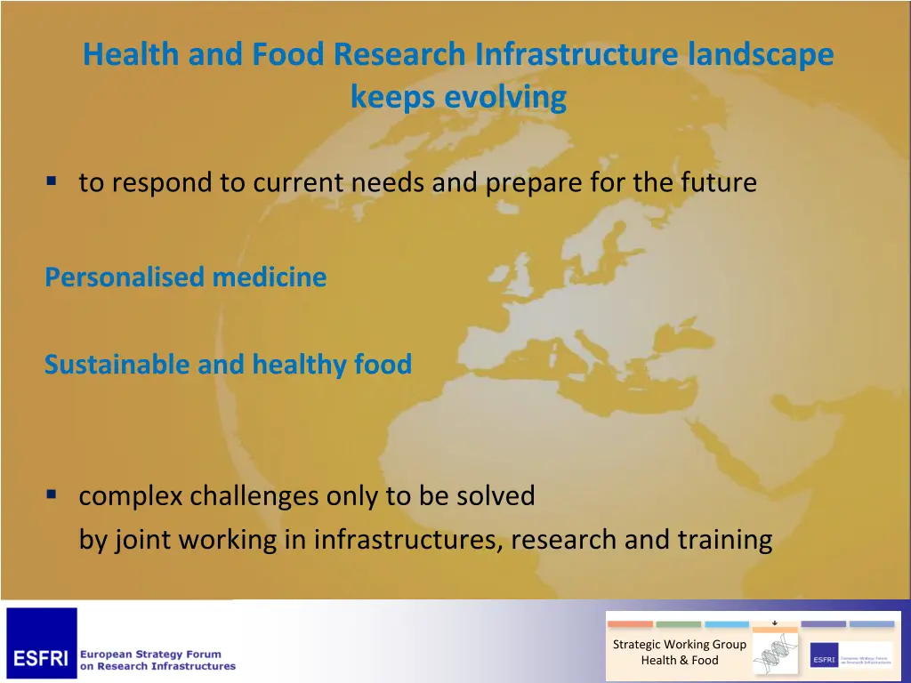health and food research infrastructure landscape