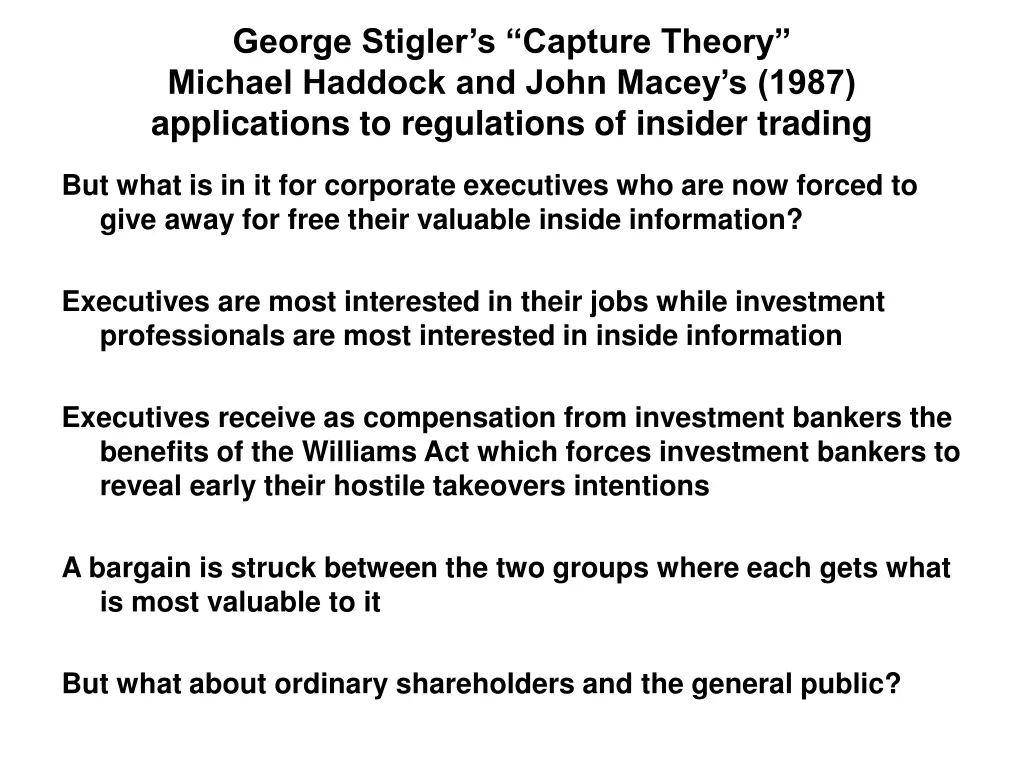 george stigler s capture theory michael haddock 1
