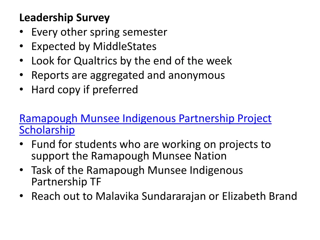 leadership survey every other spring semester