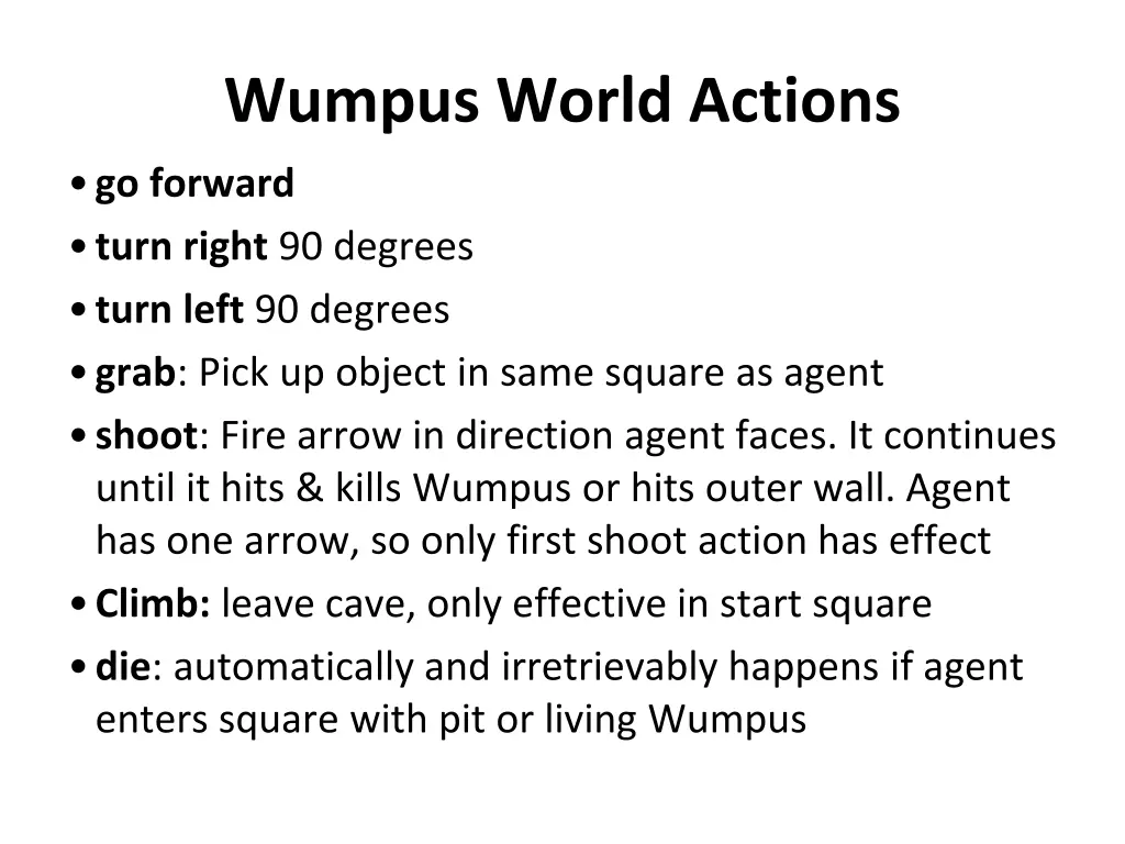 wumpus world actions
