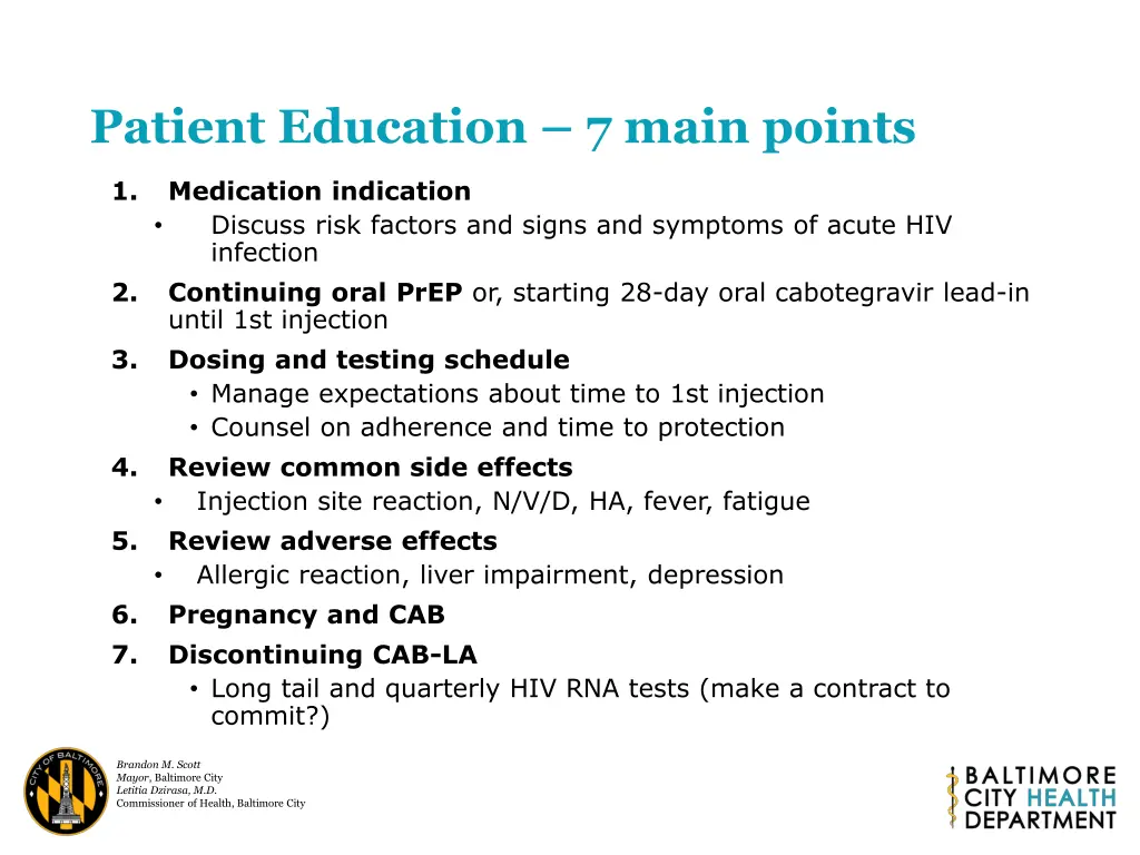 patient education 7 main points