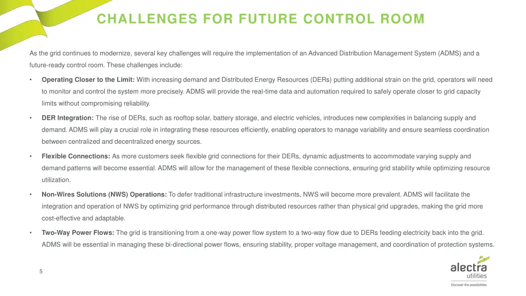 challenges for future control room