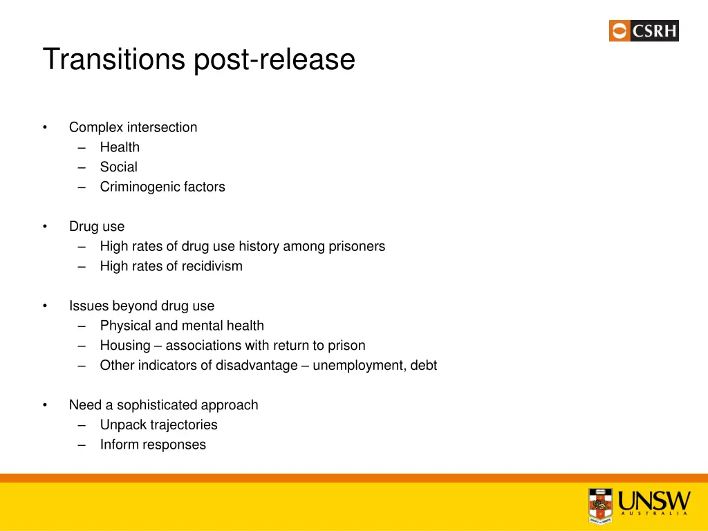 transitions post release