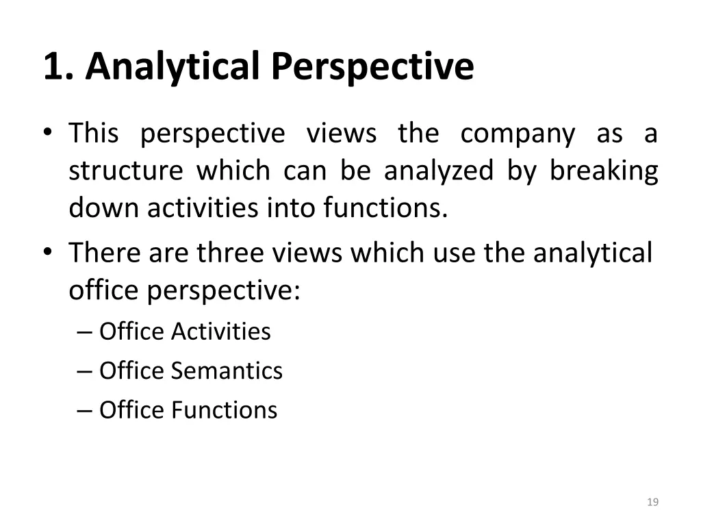 1 analytical perspective