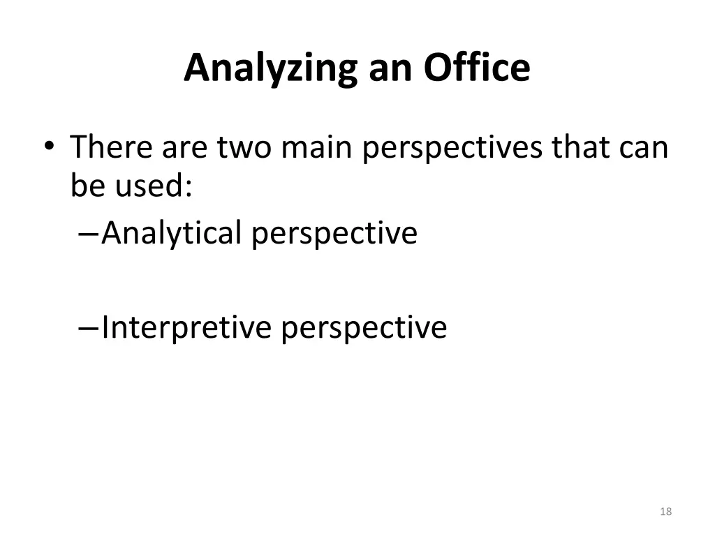 analyzing an office
