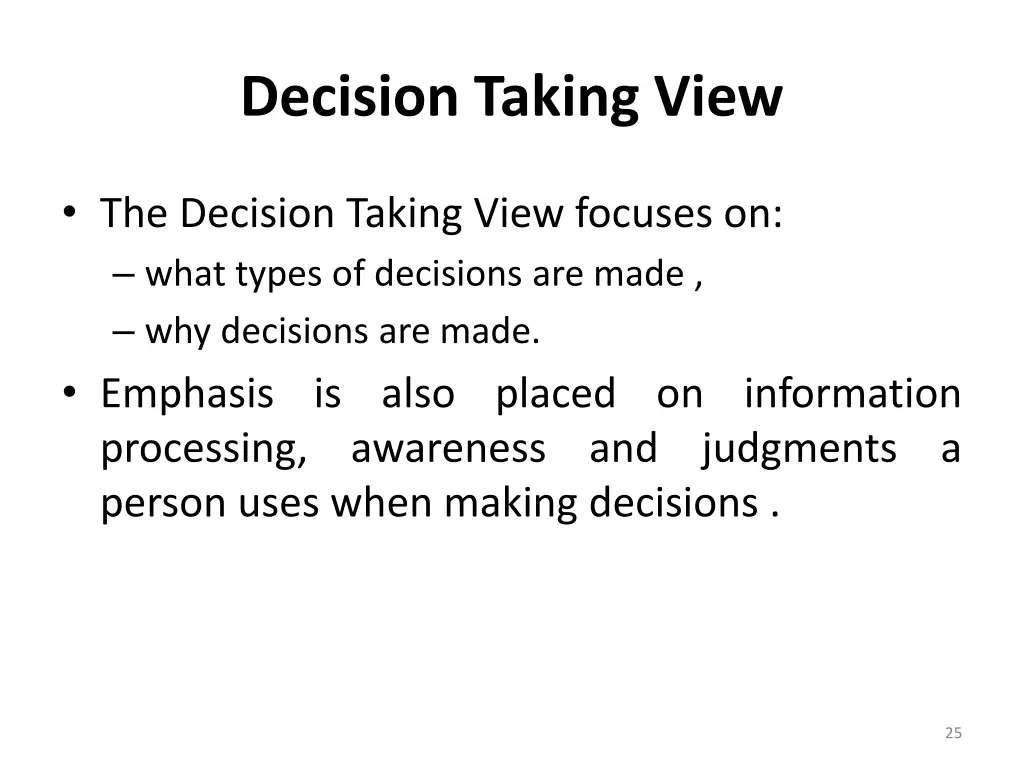 decision taking view