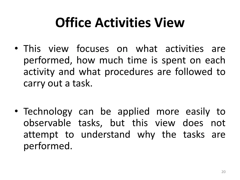 office activities view
