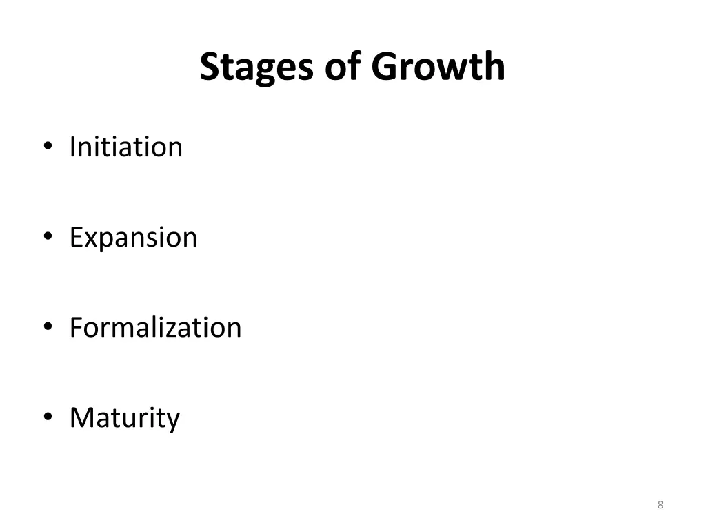 stages of growth
