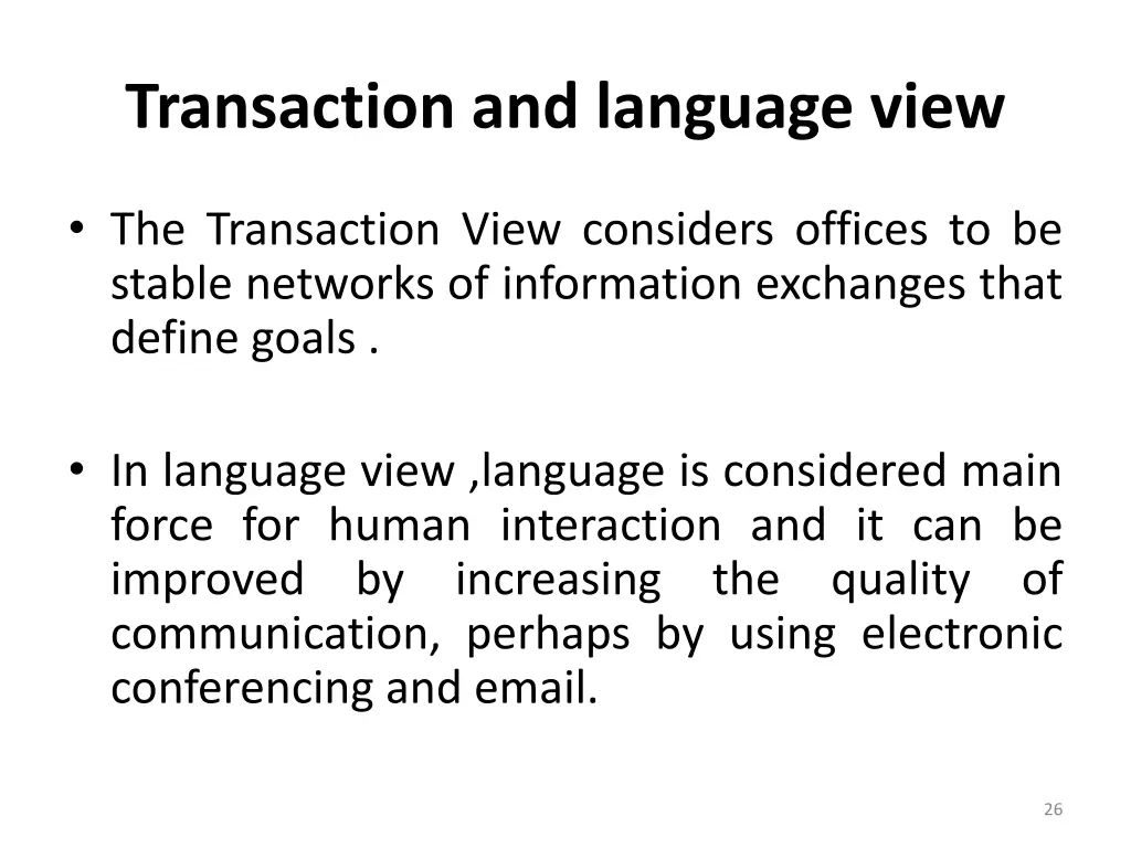 transaction and language view