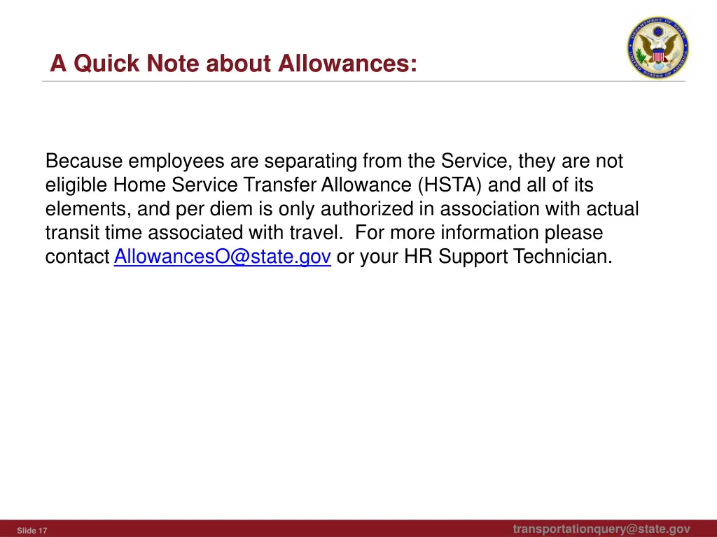 a quick note about allowances