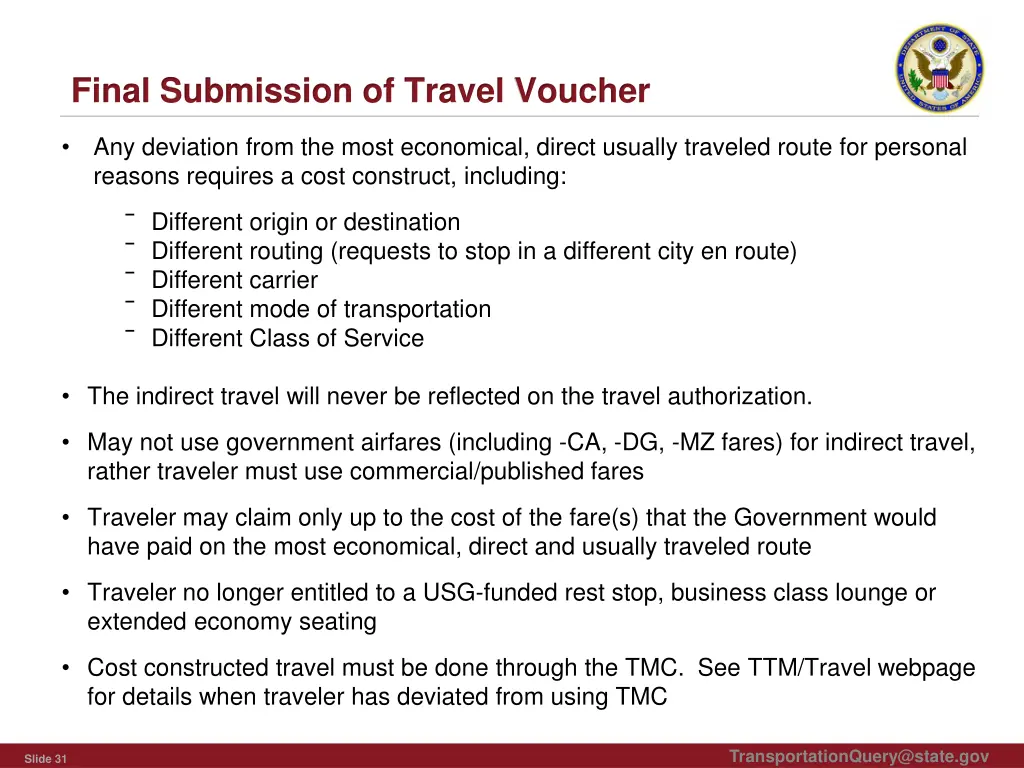final submission of travel voucher