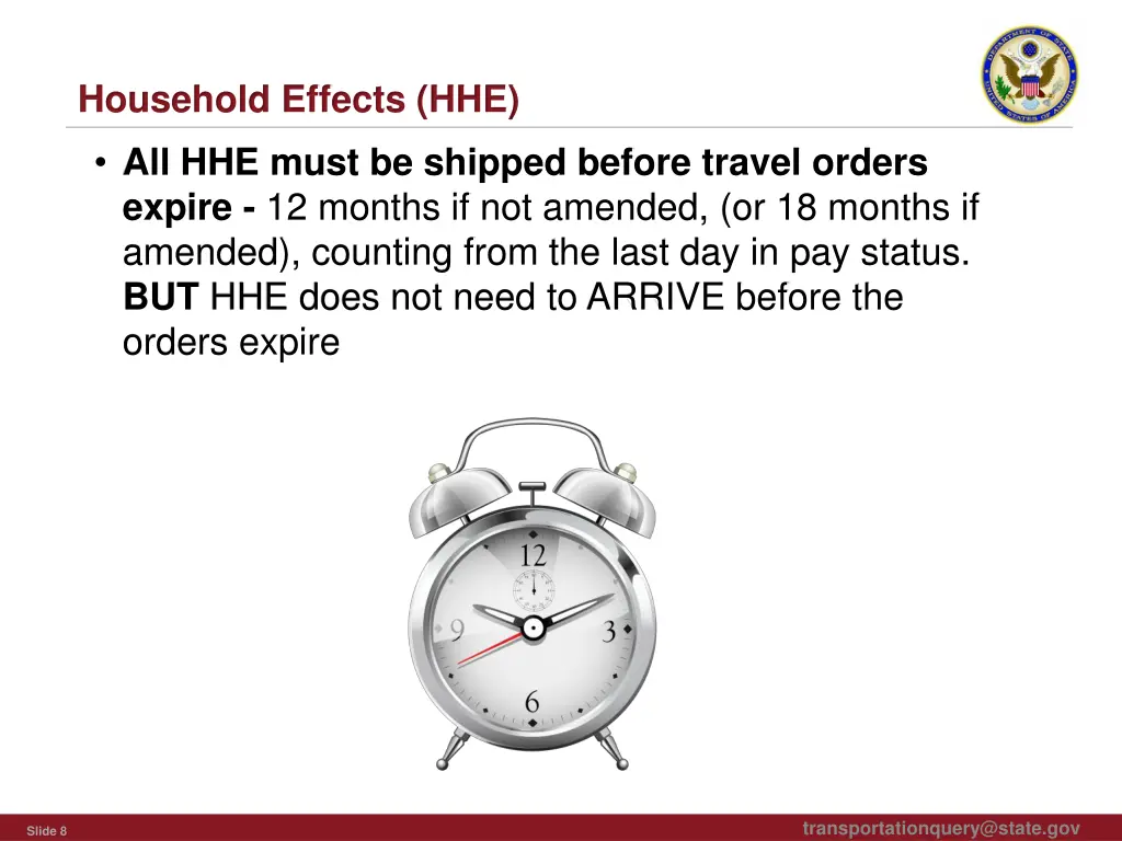 household effects hhe all hhe must be shipped
