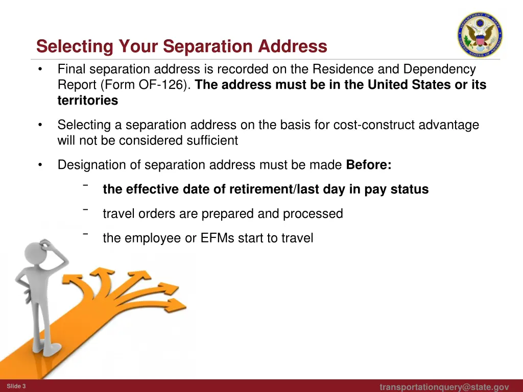 selecting your separation address